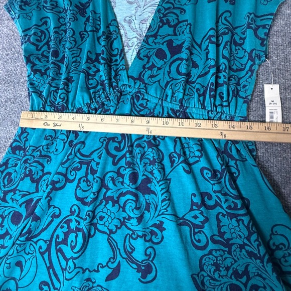Faded Glory Women Teal Navy‎ Paisley Print Kimono Dress Size M 8 10 V Neck - Picture 6 of 8